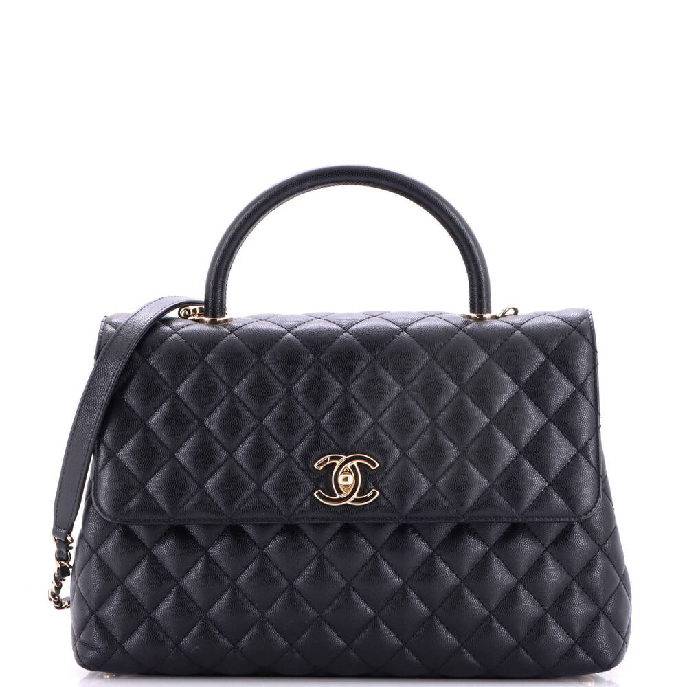 Chanel Medium Coco Top Handle Bag Quilted Caviar